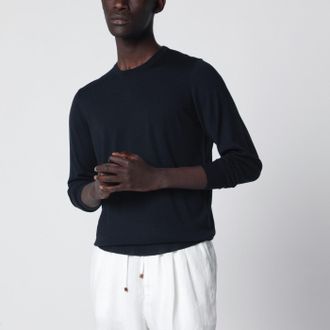 Drumohr Marineblauer Wollpullover mit Rundhalsausschnitt