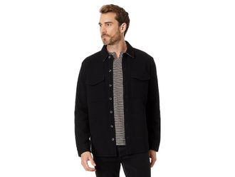 Vince Shirt Jacket Mens Coat Black/Medium Heather Grey : MD, Polyester/Cotton