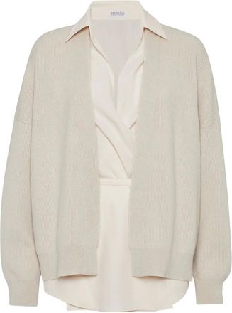 Brunello Cucinelli Cardigan a strati in cashmere - Toni neutri