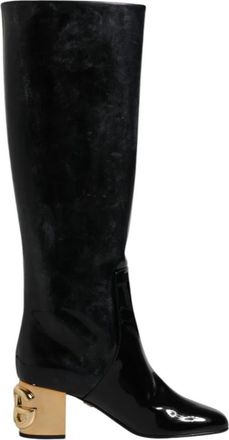Dolce & Gabbana Vally High Boots - Dames - Laarzen met Hak - Zwart - 36 EU - Katoen - Schoenen