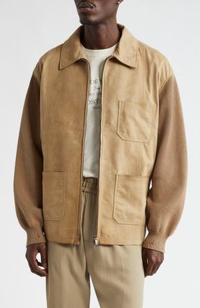 Golden Goose Journey Mixed Media Full Zip Jacket in Travertine at Nordstrom, Size 42 Us