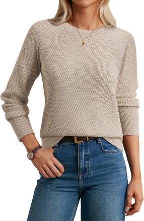 Grace Karin Womens Jumpers Long Sleeve Merino Wool Blend Sweater Crew Neck Classic Knitwear for Fall Winter Apricot XXL