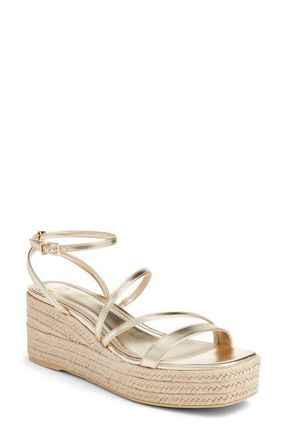BP. Coco Espadrille Ankle Strap Platform Wedge Sandal in Gold Light Metallic at Nordstrom, Size 7.5