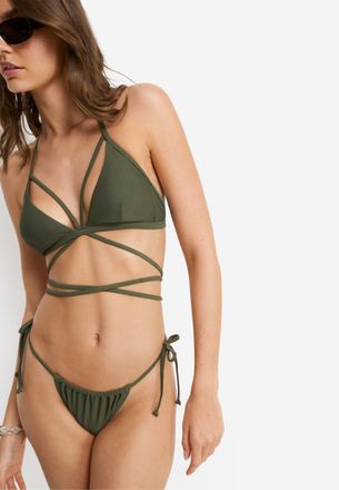 Lascana Triangel-Bikini-Top LSCN BY LASCANA Gina, Damen, Gr. 32, Cup A/B, oliv, Recycling-Polyamid, unifarben, Bikini-Oberteile Triangel-Bikini-Top, mit lange