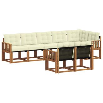 vidaXL Conjunto De Sof&aacute;s De Exterior Con Coj&iacute;n 8 Pcs Natural Y Crema Vidaxl