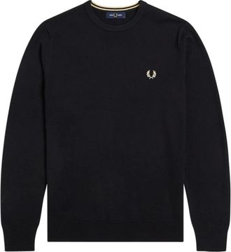 Fred Perry Klassieke Trui met Ronde Hals - Heren - Ronde hals truien - Zwart - 2XL - Katoen - Truien & Vesten