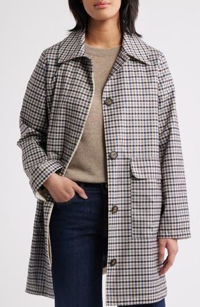 Bernardo Check Flannel Trench Coat in Mini Twill Plaid Print Flannel at Nordstrom, Size Xx-Large