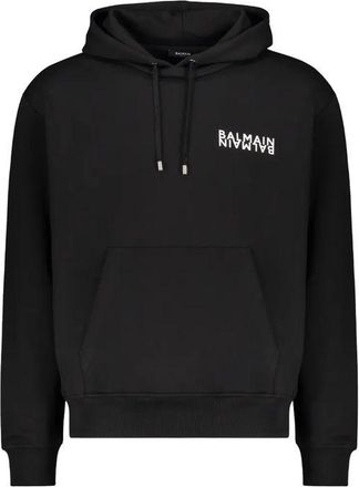 Balmain Black Cotton Mens Hoodie