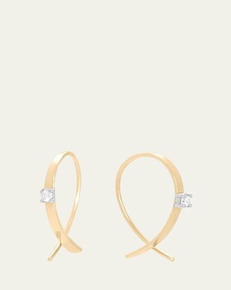 Lana Jewelry Solo Mini Flat Upside Down Hoops with Diamonds