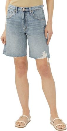 Silver Jeans Co Relaxed Raw Hew Denim Bermuda Shorts in Solana at Nordstrom, Size 24