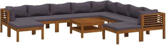 vidaXL Muebles De Jard&iacute;n 11 Pzas Cojines Madera Maciza De Acacia Vidaxl