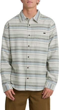 Billabong Coastline Cotton Flannel Button-Up Shirt in White Multi at Nordstrom, Size Xx-Large