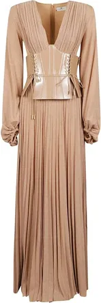 Elisabetta Franchi Dames, Jurken, Beige, Maat: M Leer