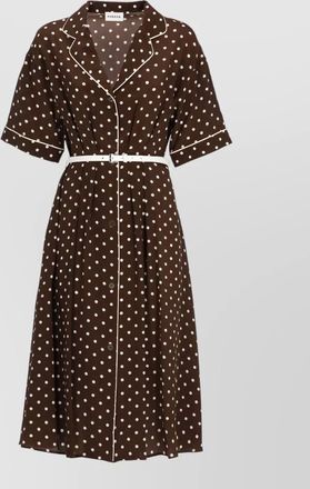 Parosh dress belted waist polka dots notched lapel