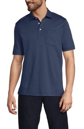 Lands End Short Sleeve Cotton Supima Polo Shirt with Pocket in Nightfall Blue at Nordstrom, Size Xx-Large