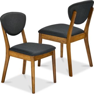Best Choice Products 2-Piece Mid-Century Modern Wood & Upholstered Dining Chair Set