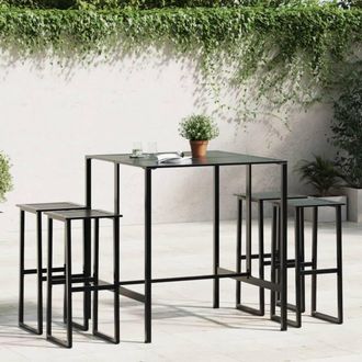 Berkfield Home 5 Piece Garden Bar Set Black Powder-coated Steel