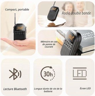 OEM Radio De Bolsillo Am/fm Altavoz Bluetooth, Mini Sintonizador Digital Recargable, Compatible Tarjeta Tf, Pantalla Led, F&aacute;cil Usar Correr Caminar