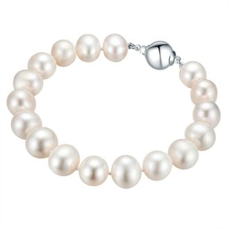 Valero Pearls Womens Female Fresh Water Cultured Pearl(s) Bracelet - White Sterling Silver - Size 22 cm