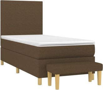 vidaXL Vidaxl - Cama Box Spring Con Colch&oacute;n Tela Marr&oacute;n Oscuro 80x200 Cm