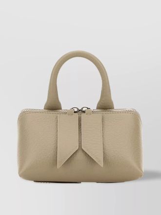 The Attico mini bow detail textured leather top handle bag