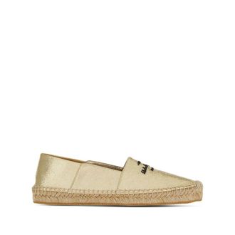 Ferragamo Logo-Embroidered Metallic Espadrilles