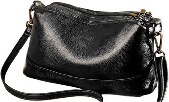 Generic Compatible For Women Genuine Leather Handbags Womens Bags Female Shoulder Brand Cowhide Ladies Messenger Bag(Black)