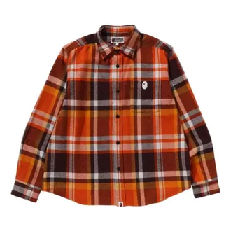A Bathing Ape Check Relaxed Fit Shirt Orange 1K80-131-004-ORANGE