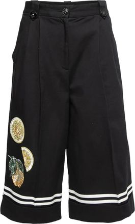Dolce & Gabbana Pantaloni a gamba ampia con ricamo - Nero