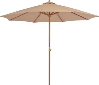 vidaXL Sombrilla De Jard&iacute;n Con Palo De Madera Gris Taupe 300 Cm Vidaxl