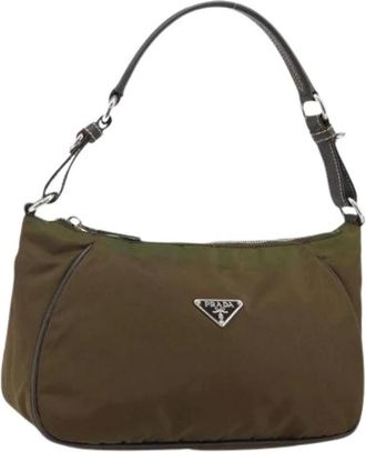 Prada Pre-owned Shoulder Bags, female, Green, Size: ONE SIZE Pre-owned Vintage Nylon Shoulder Bag