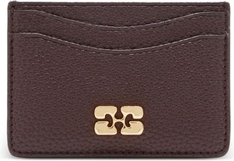 Ganni Portacarte Bou con logo - Marrone