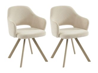 Vente-Unique Conjunto de 2 sillas giratorias de tela tweed y metal beige - Crema - RASEMA
