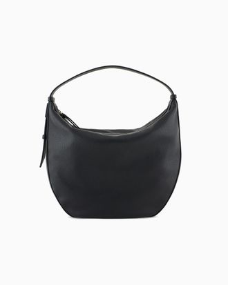 A|X Armani Exchange Women Susy Soft, Sustainable, Zip Closure Hobo, Black, Medium