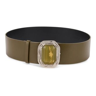 Alberta Ferretti Leather Belt with Buckle - female - Alberta Ferretti - Belts - Green - M - Accessories