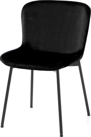 Oresteluchetta Juego 4 sillas microfibra terciopelo negro, estructura negra 80x50x60