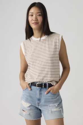 Levi's Boxy Tank Top - Mujer - XS - Crema / Emmi Stripe Egret Pine Bark