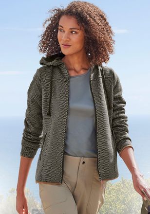 Active By Lascana Fleecejacke LASCANA ACTIVE, Damen, Gr. 32/34, gr&uuml;n (olive), Fleece, Obermaterial: 100% Polyester, gemustert, normal, Jacken Fleecejacke, Trekkingjacke