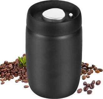 OEM Recipiente Herm&eacute;tico De Acero Para Caf&eacute; (caf&eacute;, T&eacute;, Recipiente De Acero Inoxidable Con Sello De Aroma, Recipiente Para Caf&eacute;) Negro Mate (1200 Ml)