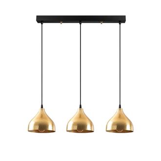 Wonderlamp Regleta de techo dorado 3 luces y pantalla con relieve