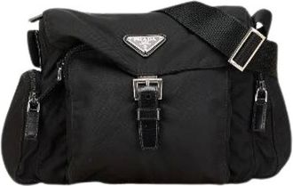 Prada Pre-owned Cross Body Bags, female, Black, Size: ONE SIZE Pre-owned Nylon Cross Body Bag