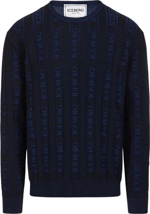 Iceberg Crewneck Sweater - Heren - Ronde hals truien - Blauw - M - Katoen - Truien & Vesten