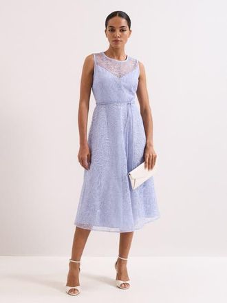 Phase Eight Sakura Floral Embroidered Lace Dress in Pale Blue at Nordstrom, Size 14