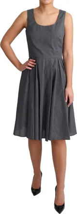 Dolce & Gabbana Black Polka Dotted Cotton A-Line Womens Dress