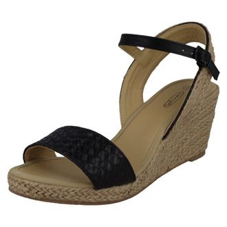 Savannah Ladies Rope Wedge Sandals - Black Synthetic - UK Size 7 - EU Size 40 - US Size 9