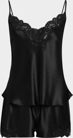 Christine Lingerie Bijoux Short Lace-Trim Silk Pajama Set
