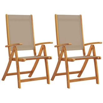 vidaXL Vidaxl - Sillas De Jard&iacute;n Plegables 2 Uds Madera Maciza Acacia Textileno
