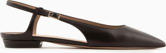 Emporio Armani Womens Slingback Ballerinas in Black Lambskin - Size UK 5.5