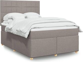 vidaXL Cama Box Spring Con Colch&oacute;n Tela Gris Taupe 140x190 Cm Vidaxl