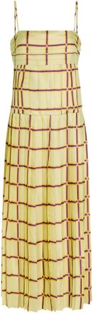 Emilia Wickstead Agata Striped Silk Midi Dress - Yellow - 10 (UK10 / S)